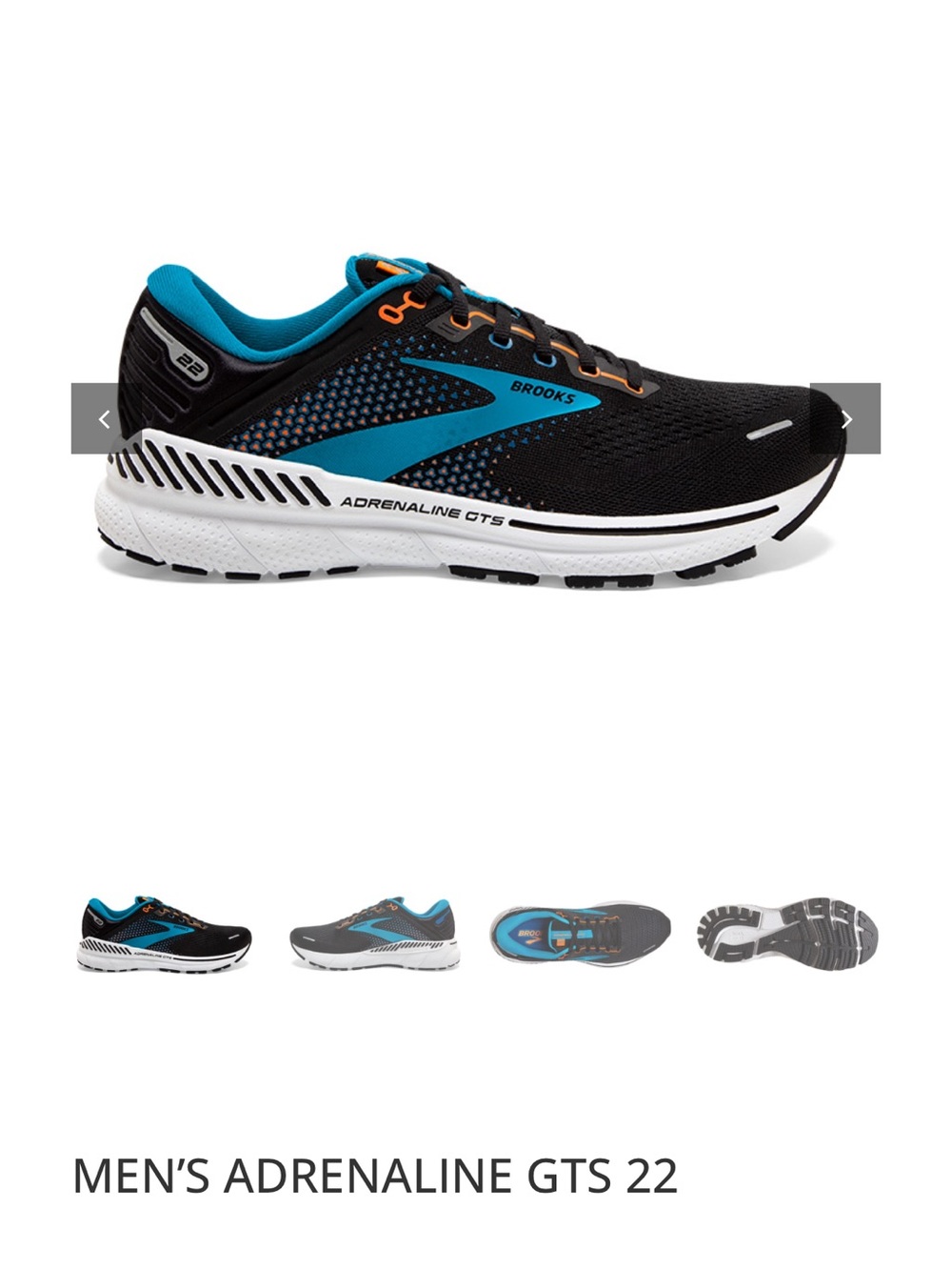 Brooks Men's Running Shoe - Black, Teal & Orange Accents